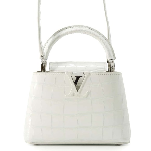 Louis Vuitton Handbag Alligator Capucines MINI Shoulder Bag White